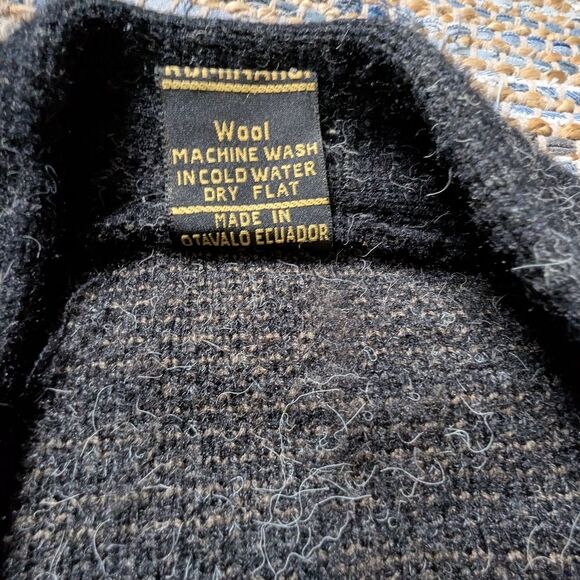 Tejidos Rumiñahui Vtg Wool Cardigan Charcoal Forest Green Southwest Knit Unisex - Picture 4 of 9